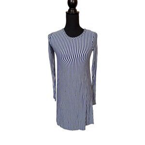 Pinc Blue & White Striped Midi Tunic Dress Small